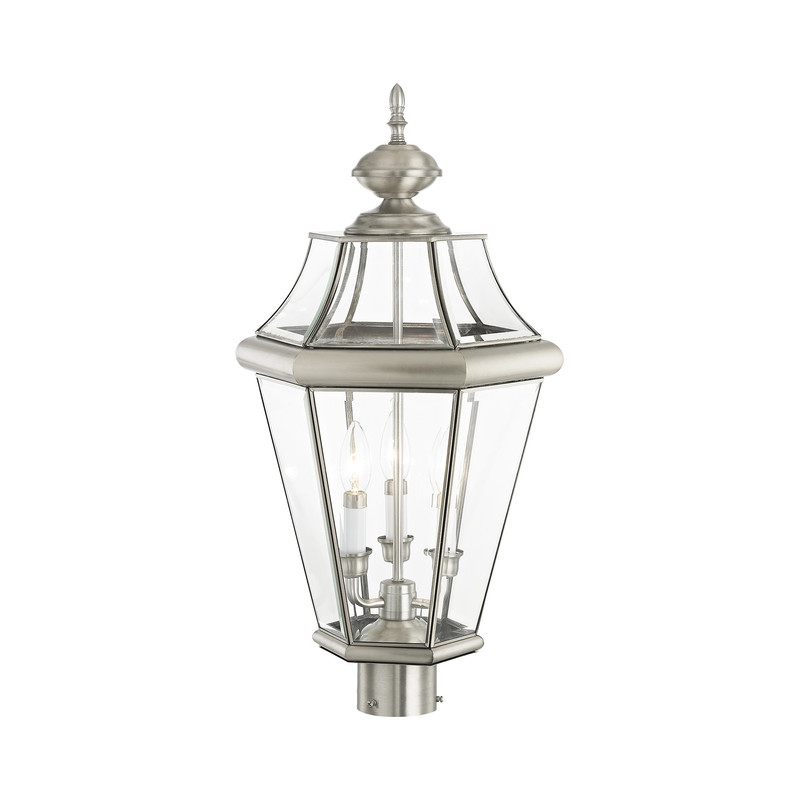 Beaumont Lane Contemporary Outdoor Post Lantern in Brushed Nickel