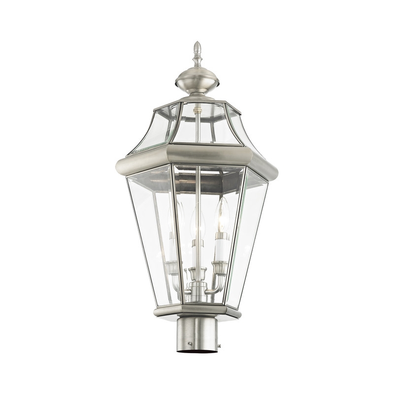 Beaumont Lane Contemporary Outdoor Post Lantern in Brushed Nickel