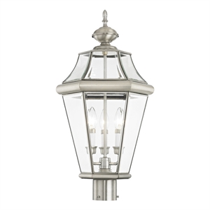 Beaumont Lane Contemporary Outdoor Post Lantern in Brushed Nickel