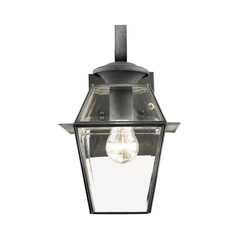 Beaumont Lane Contemporary Brass Outdoor Wall Lantern in Charcoal