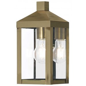 Beaumont Lane Contemporary Outdoor Wall Lantern in Antique Brass