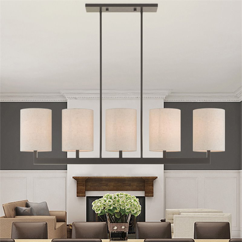 Beaumont Lane Contemporary 5 Light Linear Chandelier in Bronze