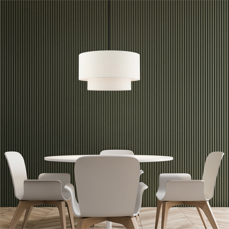 Beaumont Lane Modern 3-Light Metal & Fabric Pendant in English Bronze