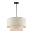 Beaumont Lane Modern 3-Light Metal & Fabric Pendant in English Bronze