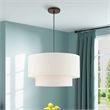 Beaumont Lane Modern 3-Light Metal & Fabric Pendant in English Bronze