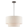 Beaumont Lane Modern 3-Light Metal & Fabric Pendant in English Bronze