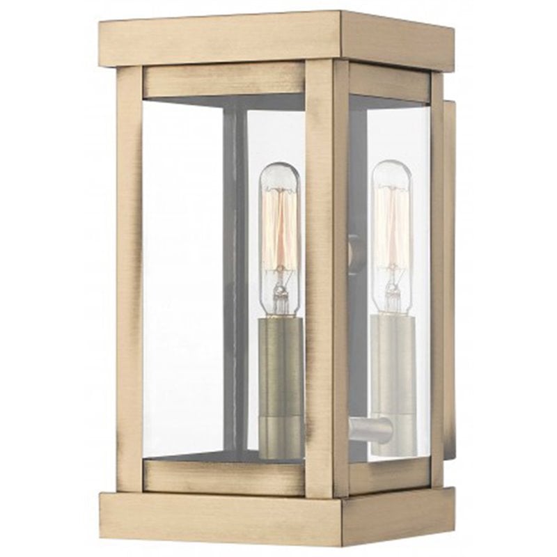 Beaumont Lane Contemporary Outdoor Wall Lantern in Antique Brass
