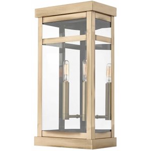 Beaumont Lane Contemporary 2 Light Outdoor Wall Lantern in Antique Brass