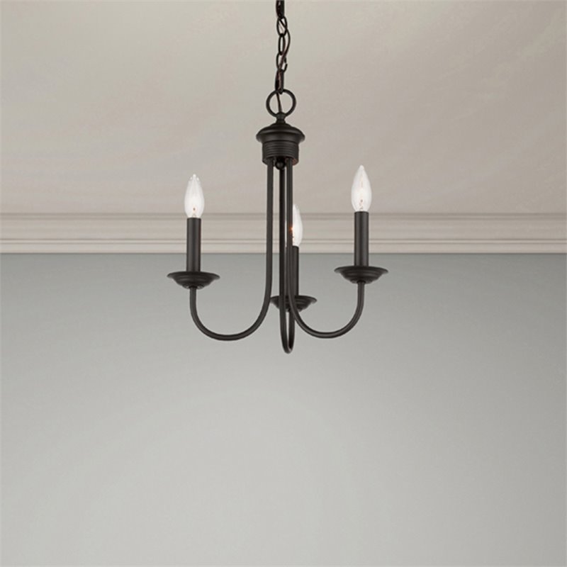 Beaumont Lane Contemporary Steel 3 Light Chandelier in Bronze