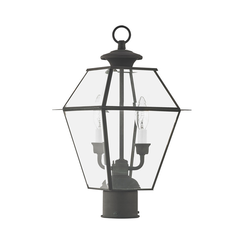 Beaumont Lane Contemporary 2 Light Outdoor Post Lantern in Charcoal