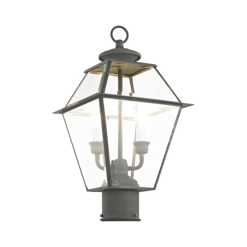 Beaumont Lane Contemporary 2 Light Outdoor Post Lantern in Charcoal