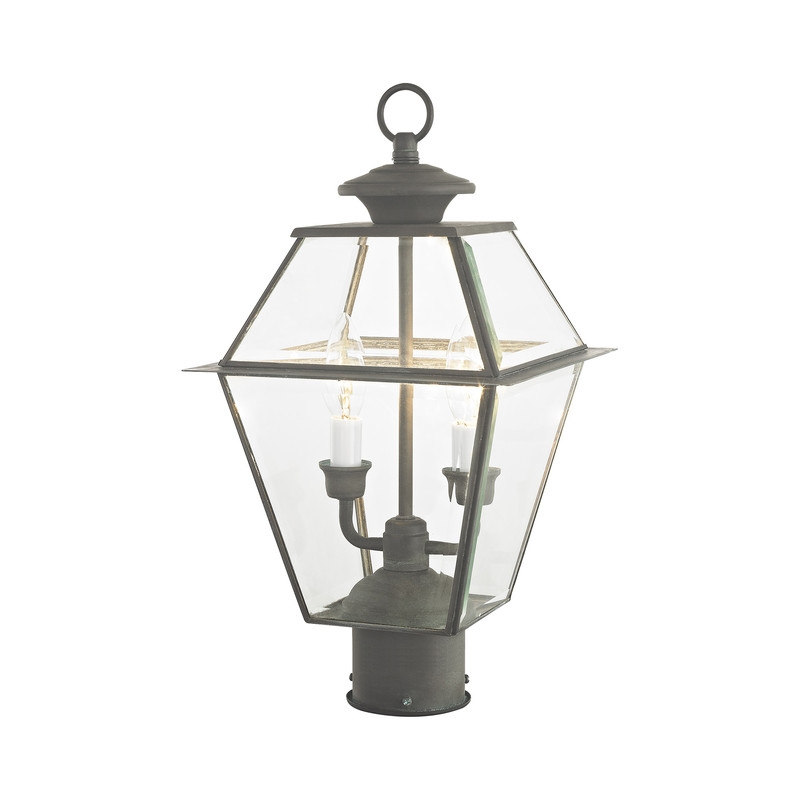 Beaumont Lane Contemporary 2 Light Outdoor Post Lantern in Charcoal