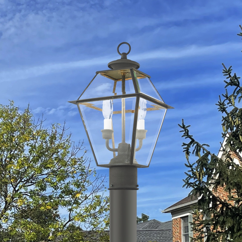 Beaumont Lane Contemporary 2 Light Outdoor Post Lantern in Charcoal