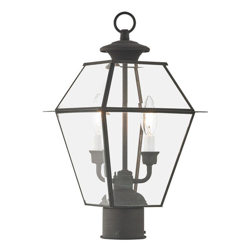 Beaumont Lane Contemporary 2 Light Outdoor Post Lantern in Charcoal