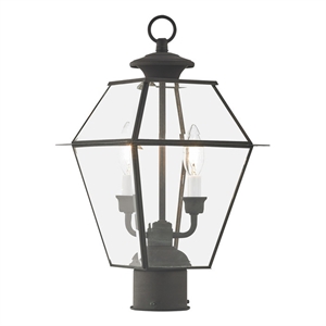 Beaumont Lane Contemporary 2 Light Outdoor Post Lantern in Charcoal