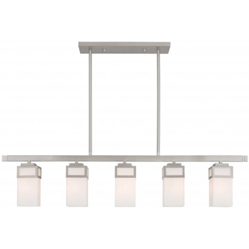 Beaumont Lane Contemporary 5 Light Linear Chandelier in Brushed Nickel