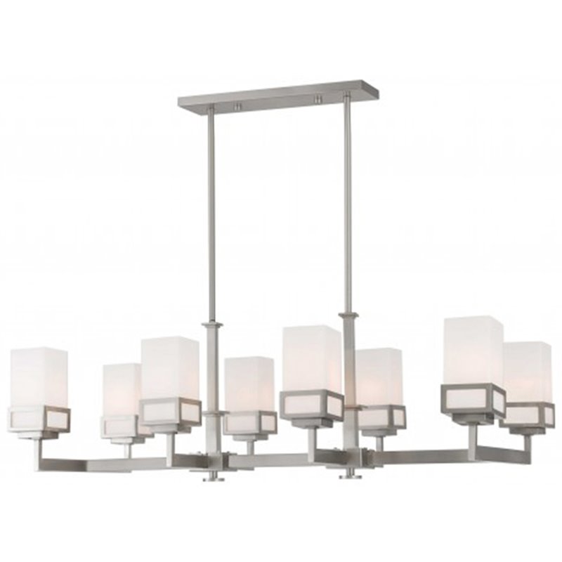 Beaumont Lane Contemporary 8 Light Linear Chandelier in Brushed Nickel