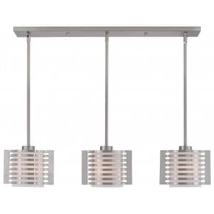 Beaumont Lane Contemporary 3 Light Linear Chandelier in Brushed Nickel