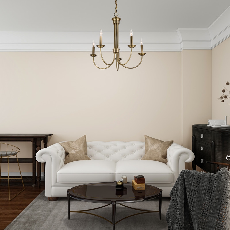 Beaumont Lane Contemporary 5 Light Chandelier in Antique Brass