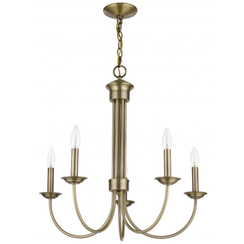 Beaumont Lane Contemporary 5 Light Chandelier in Antique Brass
