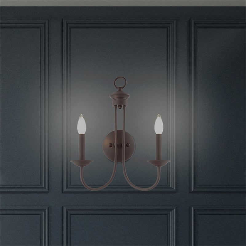 Beaumont Lane Contemporary 2-Light Metal Wall Sconce in Bronze