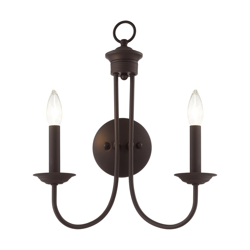 Beaumont Lane Contemporary 2-Light Metal Wall Sconce in Bronze