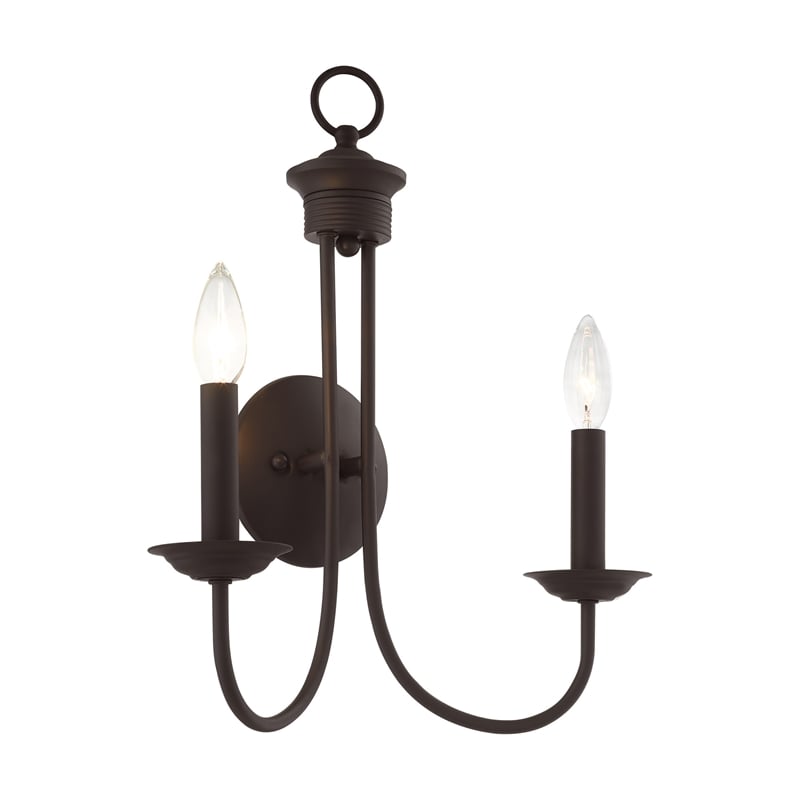 Beaumont Lane Contemporary 2-Light Metal Wall Sconce in Bronze