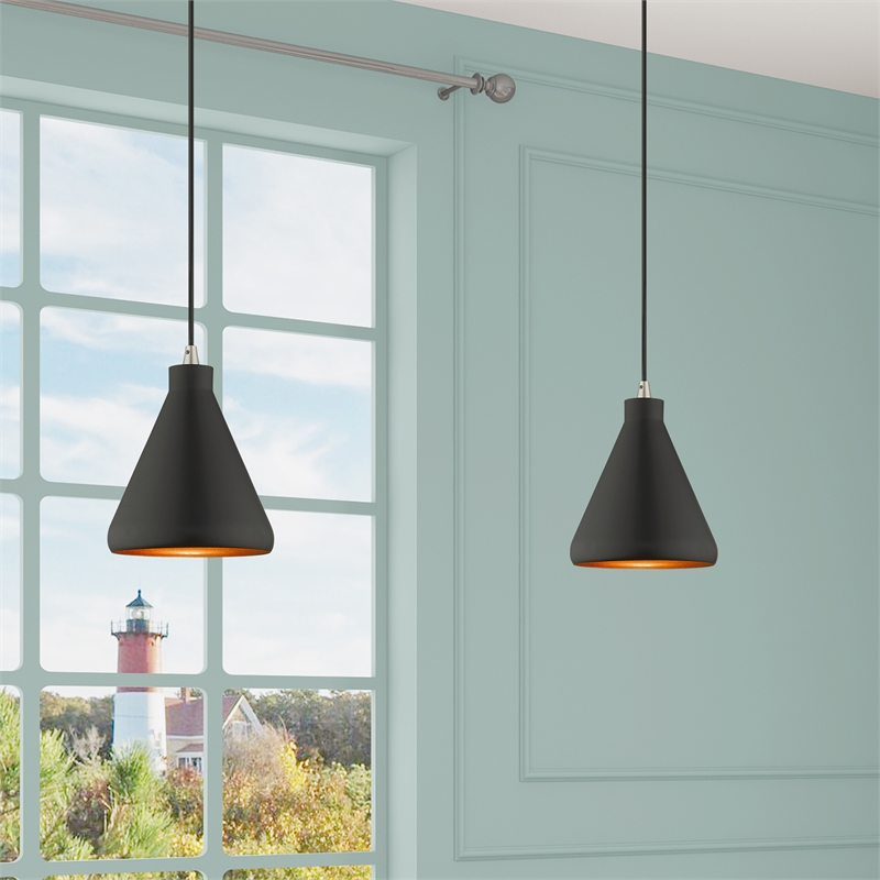 Beaumont Lane Contemporary 1-Light Metal Single Pendant in Black