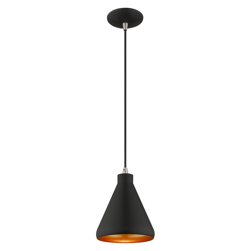 Beaumont Lane Contemporary 1-Light Metal Single Pendant in Black