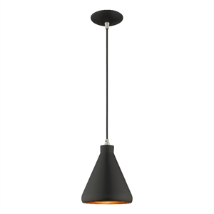 Beaumont Lane Contemporary 1-Light Metal Single Pendant in Black
