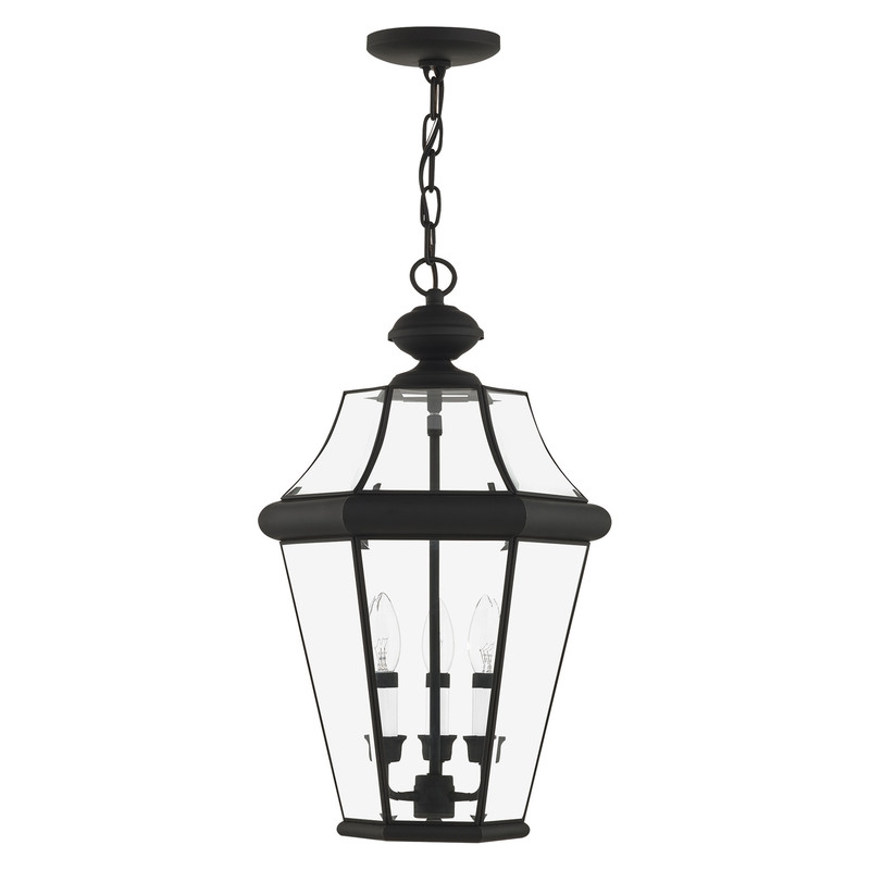 Beaumont Lane Contemporary Brass 3 Light Black Outdoor Lantern