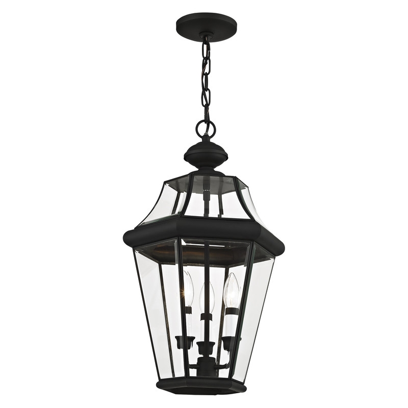 Beaumont Lane Contemporary Brass 3 Light Black Outdoor Lantern