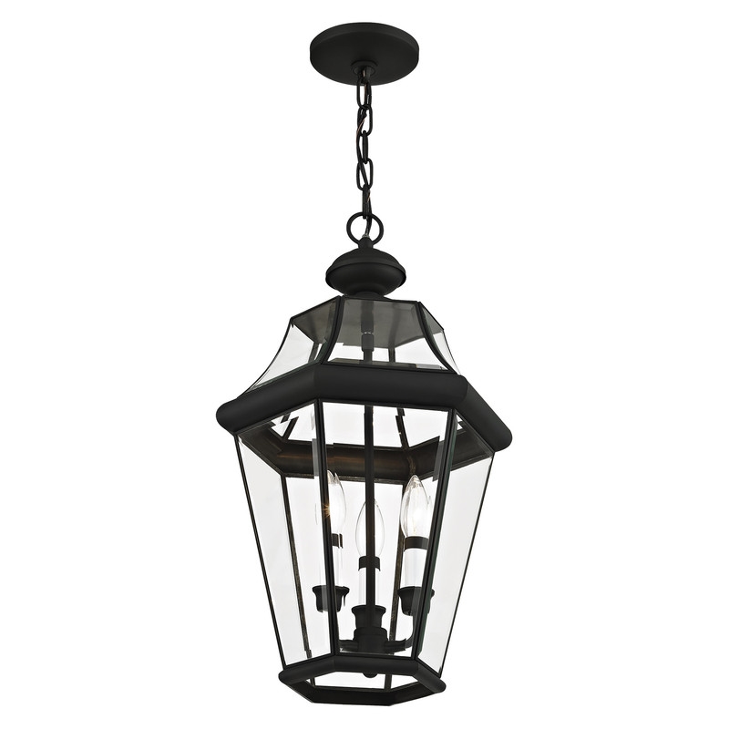Beaumont Lane Contemporary Brass 3 Light Black Outdoor Lantern