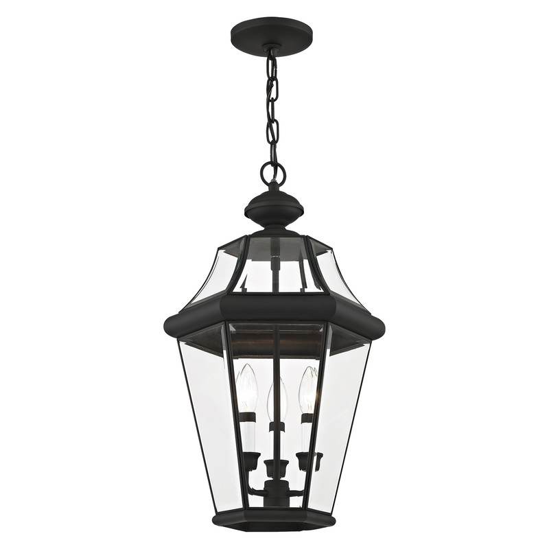 Beaumont Lane Contemporary Brass 3 Light Black Outdoor Lantern