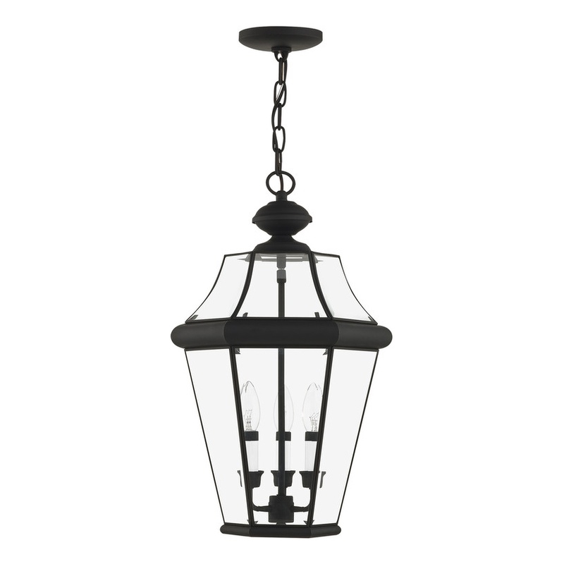 Beaumont Lane Contemporary Brass 3 Light Black Outdoor Lantern