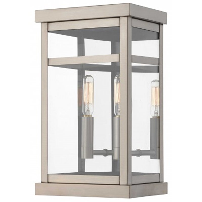 Beaumont Lane Contemporary 2 Light Outdoor Wall Lantern in Brushed Nickel