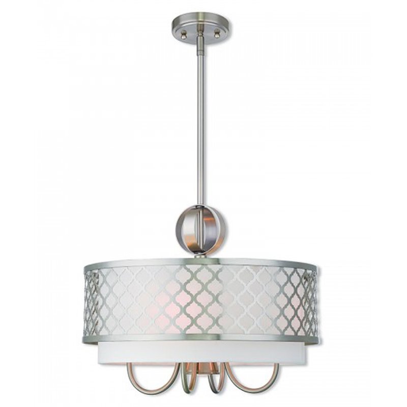 Beaumont Lane Contemporary 5 Light Pendant Light in Brushed Nickel
