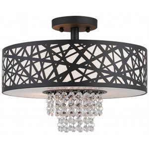 Beaumont Lane Contemporary 3 Light Semi Flush Mount in Bronze