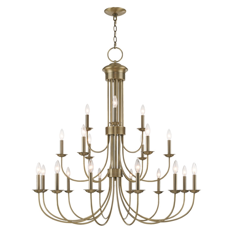Beaumont Lane Contemporary 15 Light Foyer Chandelier in Antique Brass