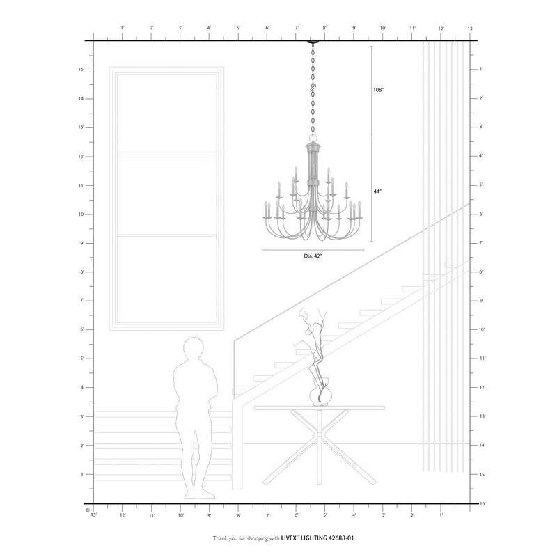 Beaumont Lane Contemporary 15 Light Foyer Chandelier in Antique Brass