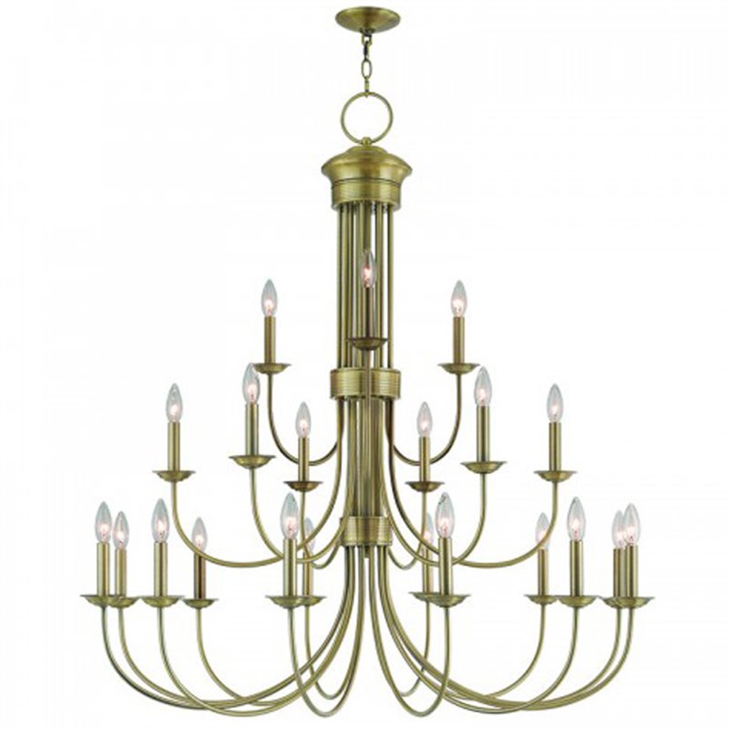 Beaumont Lane Contemporary 15 Light Foyer Chandelier in Antique Brass