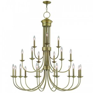 Beaumont Lane Contemporary 15 Light Foyer Chandelier in Antique Brass