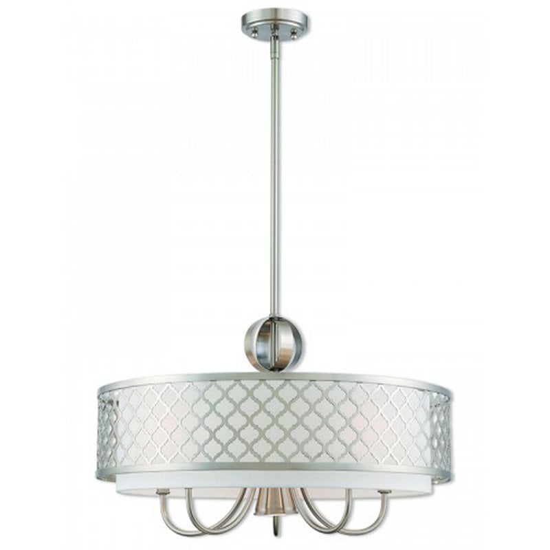 Beaumont Lane Contemporary 6 Light Pendant Light in Brushed Nickel