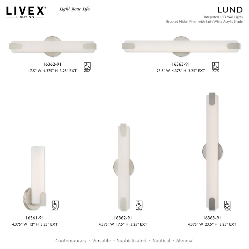 Beaumont Lane Contemporary 8W LED Metal ADA Wall Sconce in Brushed Nickel