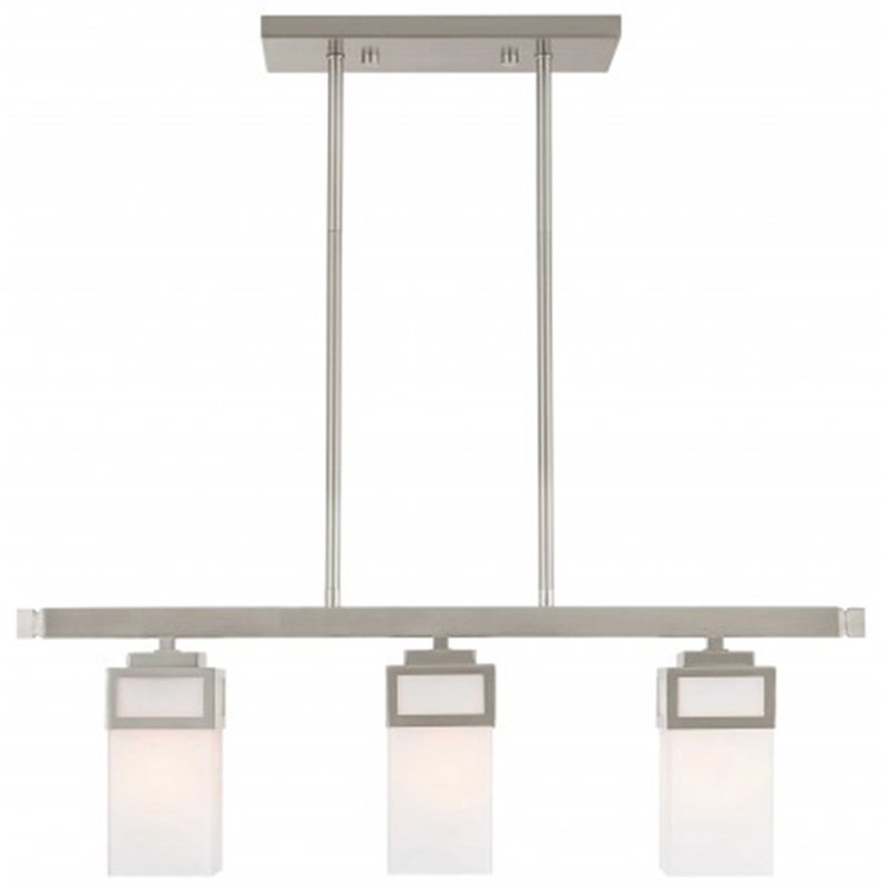 Beaumont Lane Contemporary 3 Light Linear Chandelier in Brushed Nickel