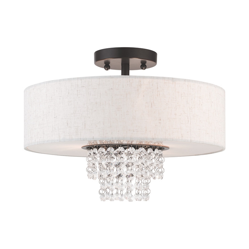 Beaumont Lane Contemporary 3 Light Semi Flush Mount in English Bronze