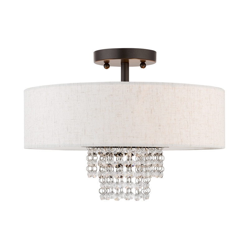 Beaumont Lane Contemporary 3 Light Semi Flush Mount in English Bronze