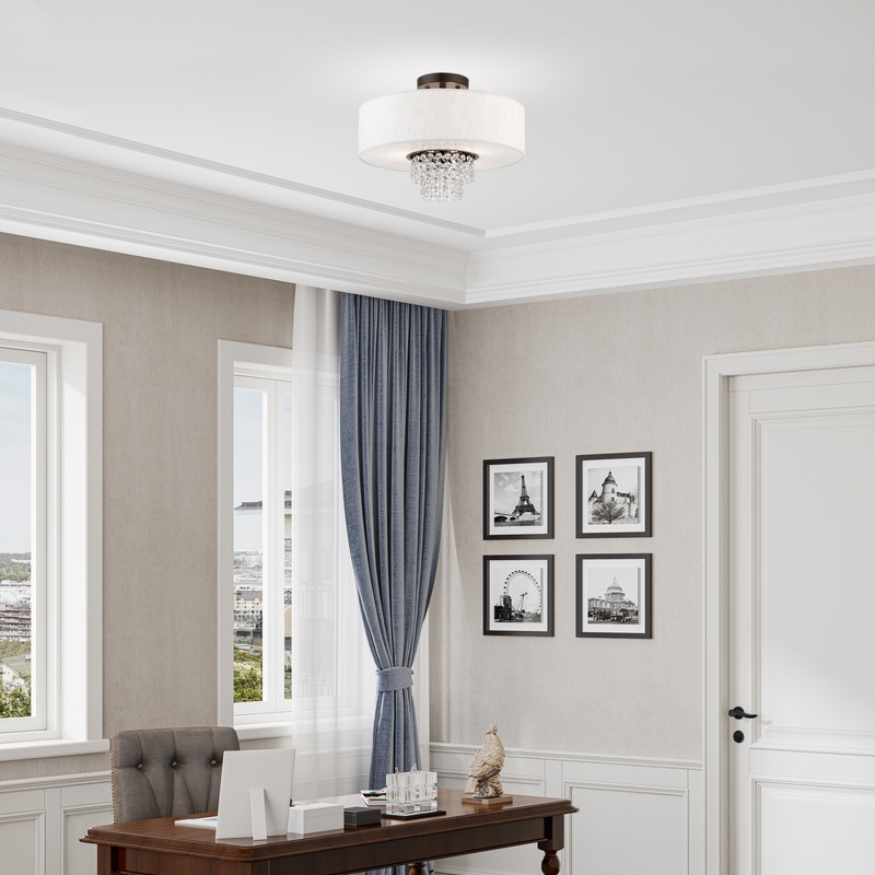 Beaumont Lane Contemporary 3 Light Semi Flush Mount in English Bronze