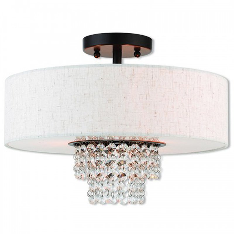 Beaumont Lane Contemporary 3 Light Semi Flush Mount in English Bronze