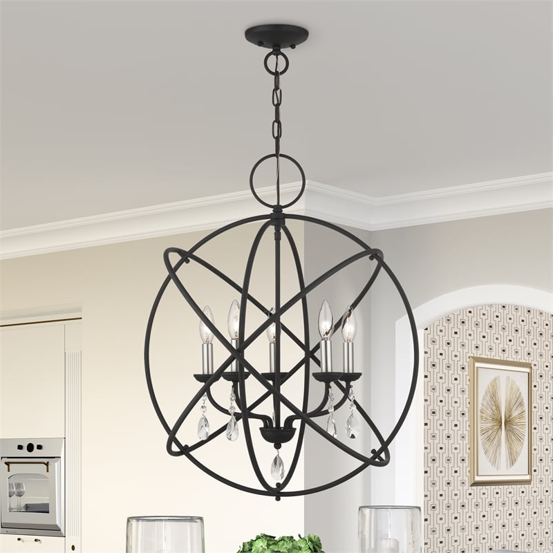 Beaumont Lane Transitional 5-Light Metal Chandelier in Black